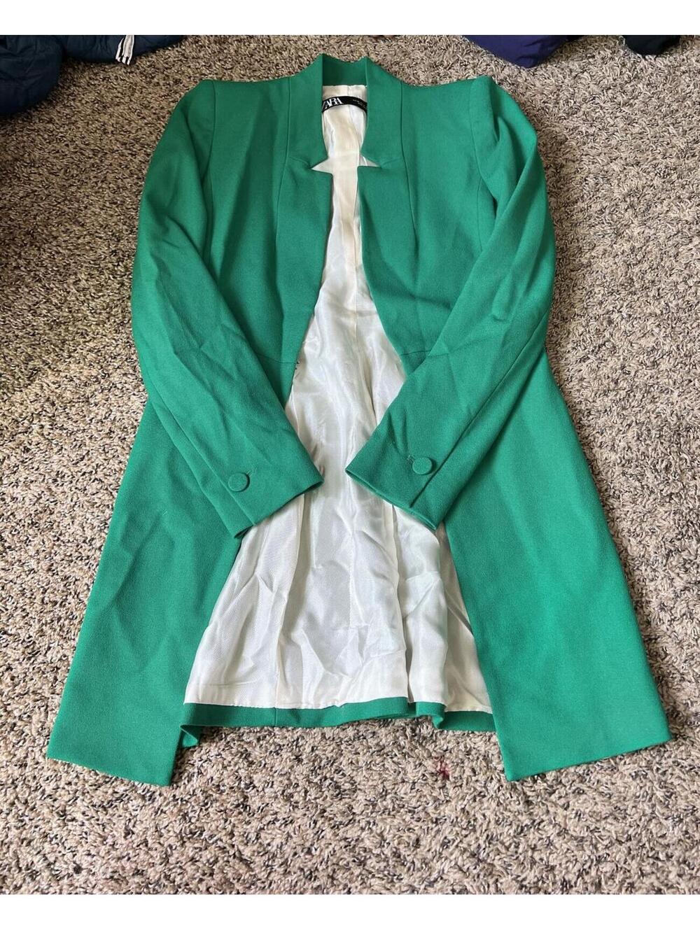 ZARA Green Long Blazer Coat XS